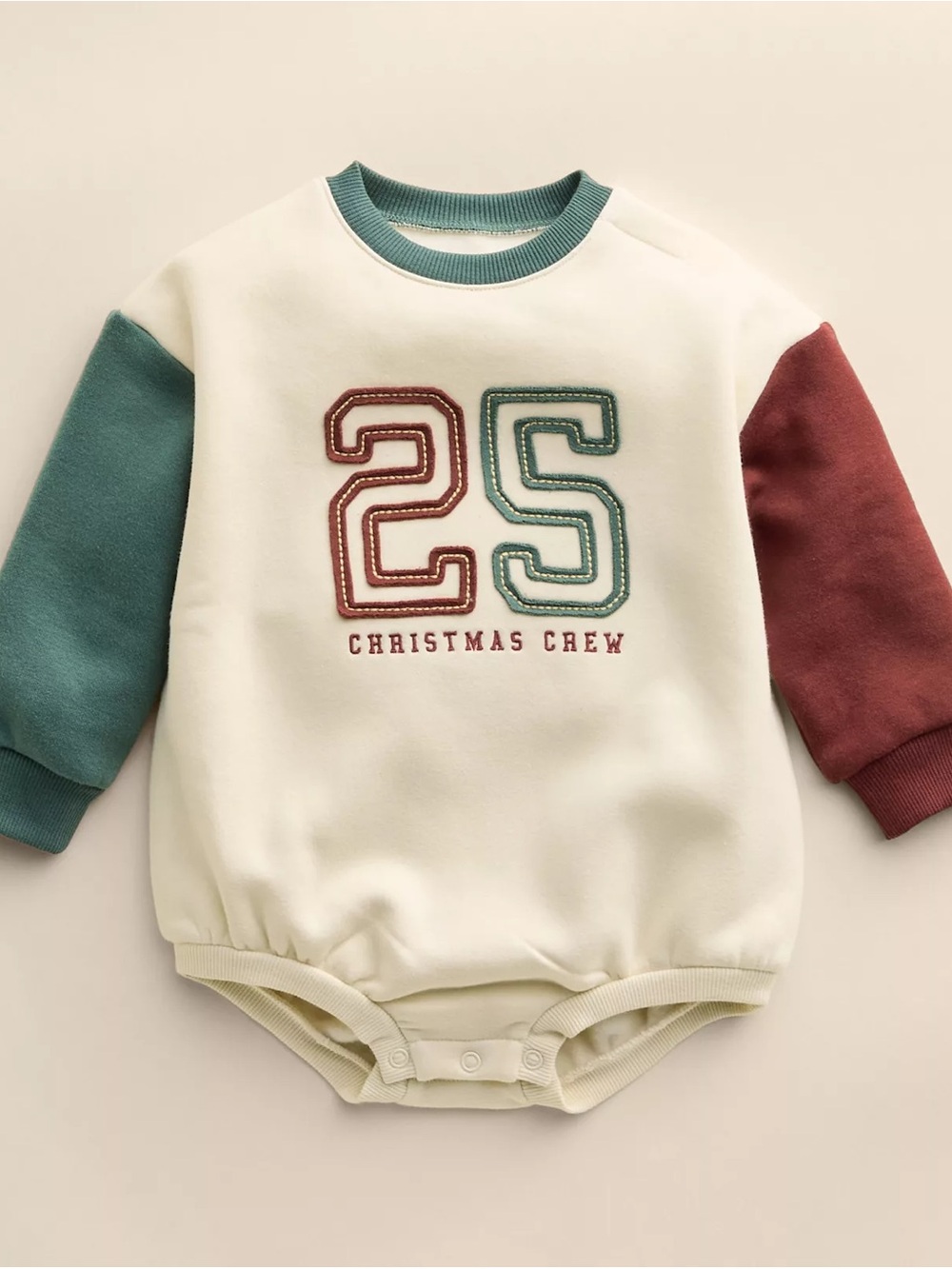 Little Co by Lauren Conrad - “Christmas Crew” Ringer Bubble Romper - 18M